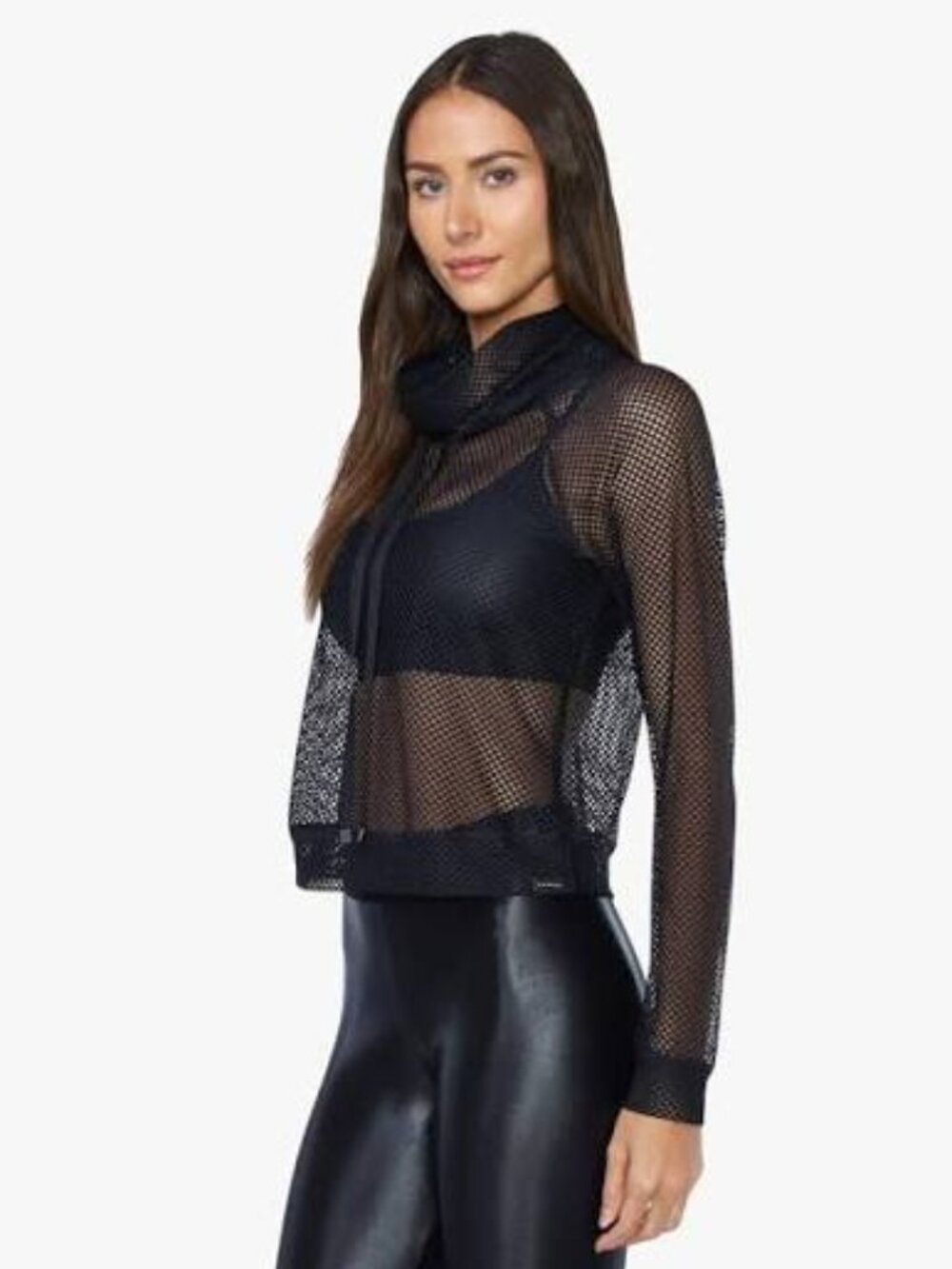 KORAL Pump Open Mesh Pullover Black Size M Cowl Neck Activewear